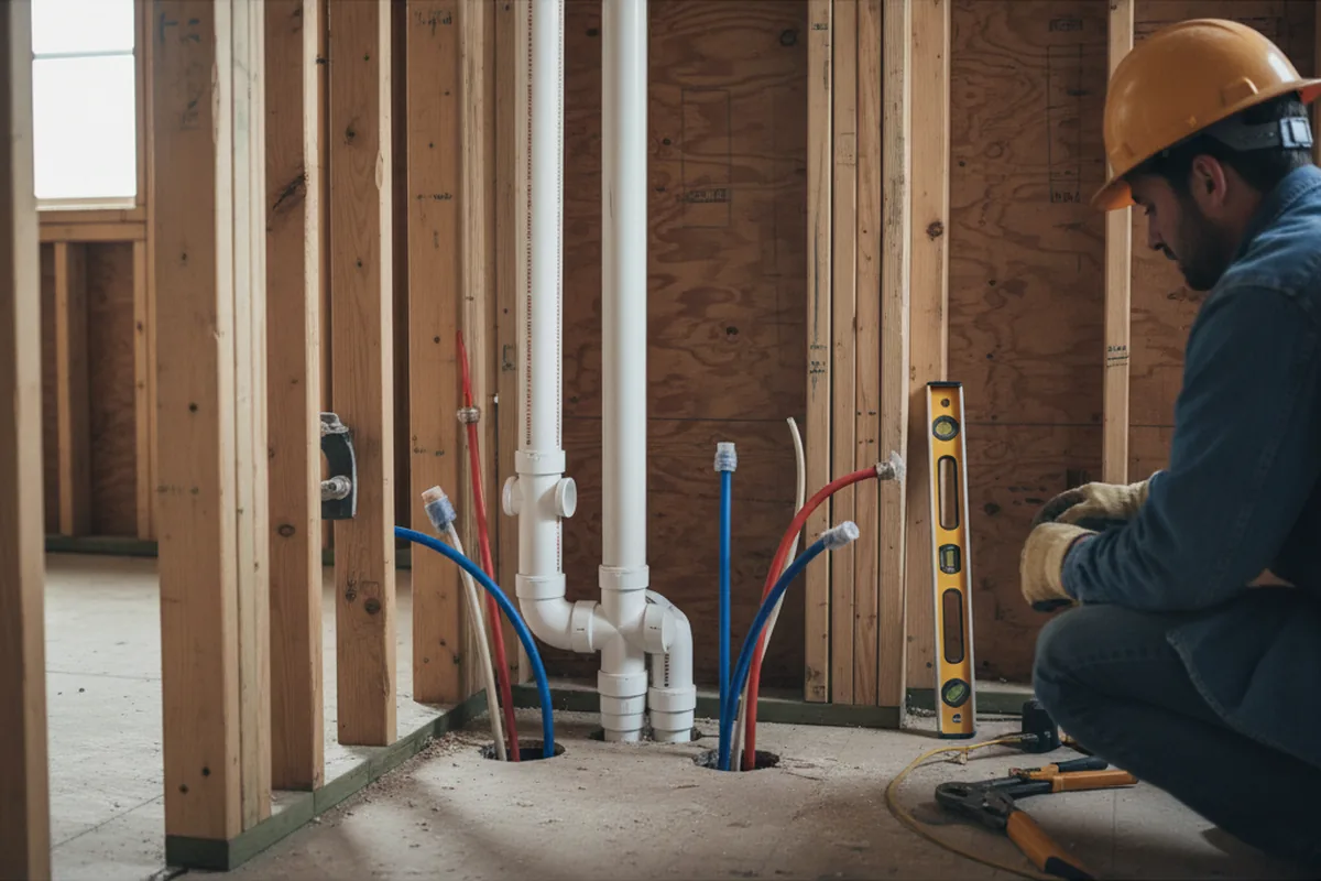 Drain and supply rough-in during Drain Cleaning in Fentress